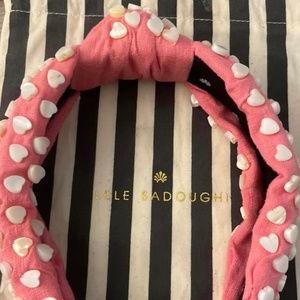 Lele Sadoughi Mother of Pearl MOP Heart Pink Headband